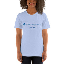 Load image into Gallery viewer, SHORT SLEEVE UNISEX T SHIRT- Lopez Studios, Inc. (established) Blue Logo