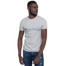 Load image into Gallery viewer, SHORT SLEEVE UNISEX T SHIRT- Lopez Studios, Inc. (Blue Logo)