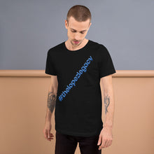 Load image into Gallery viewer, SHORT SLEEVE UNISEX T SHIRT- #thelopezlegacy (Navy & Light Blue Shadow)
