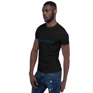 SHORT SLEEVE UNISEX T SHIRT- Lopez Studios, Inc. (Blue Logo)