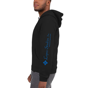 UNISEX ZIP UP HOODIE- Lopez Studios, Inc. (Blue Logo)