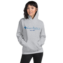 Load image into Gallery viewer, UNISEX HOODIE- Lopez Studios, Inc. (established) Blue Logo
