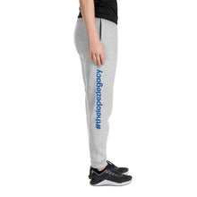 Load image into Gallery viewer, UNISEX JOGGERS- #thelopezlegacy (Navy &amp; Light Blue Shadow)
