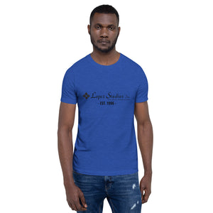 SHORT SLEEVE UNISEX T SHIRT- Lopez Studios, Inc. (established) Black Logo