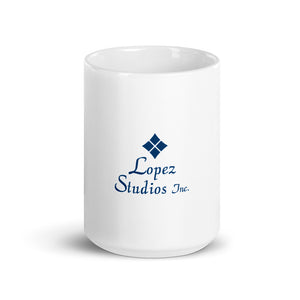 MUG- Lopez Studios, Inc. Vertical (Blue Logo)