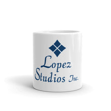 Load image into Gallery viewer, MUG- Lopez Studios, Inc. Vertical (Blue Logo)
