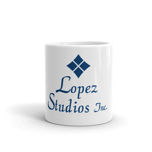 MUG- Lopez Studios, Inc. Vertical (Blue Logo)