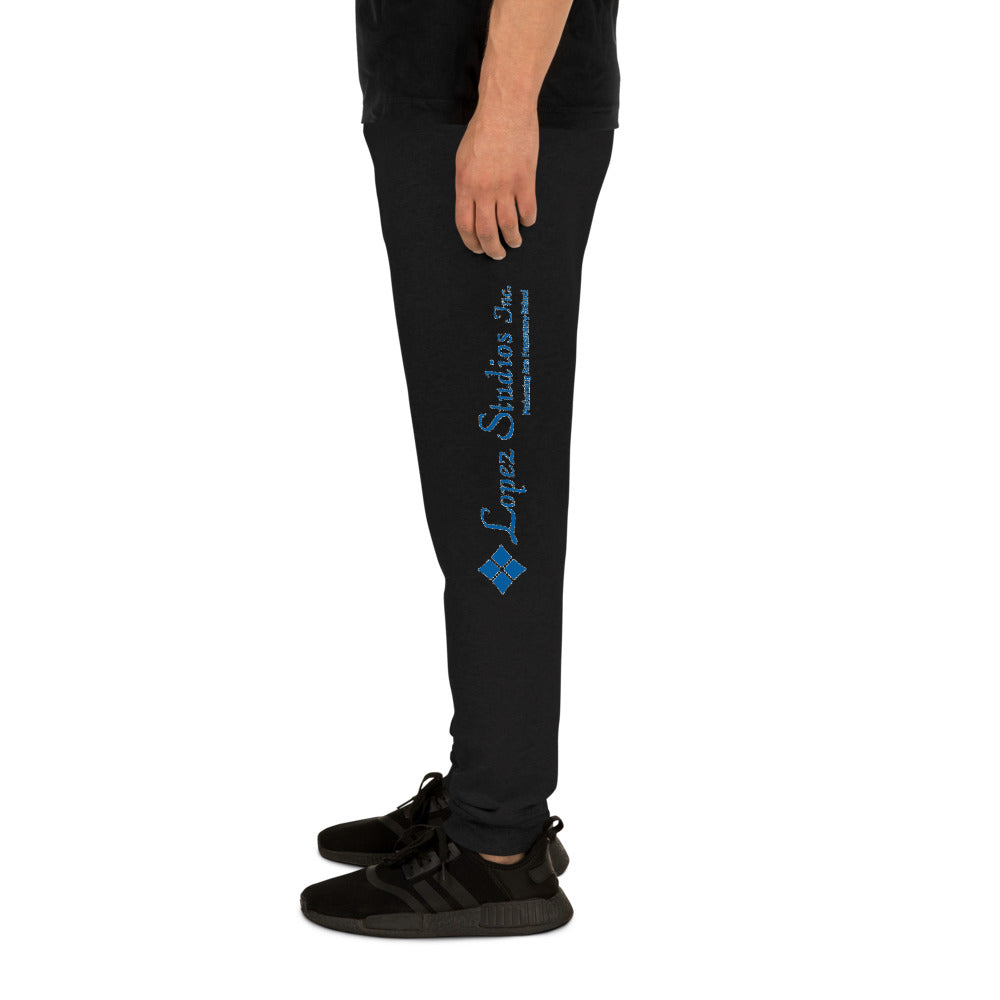 UNISEX JOGGERS BLACK- Lopez Studios, Inc. (Blue Logo)