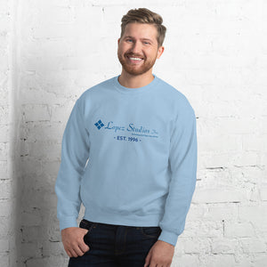 UNISEX SWEATSHIRT- Lopez Studios, Inc. (established) Blue Logo