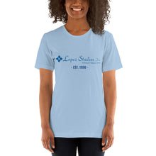 Load image into Gallery viewer, SHORT SLEEVE UNISEX T SHIRT- Lopez Studios, Inc. (established) Blue Logo
