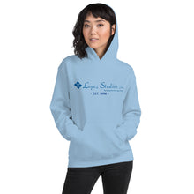 Load image into Gallery viewer, UNISEX HOODIE- Lopez Studios, Inc. (established) Blue Logo
