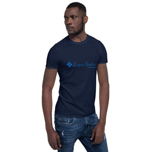 SHORT SLEEVE UNISEX T SHIRT- Lopez Studios, Inc. (Blue Logo)