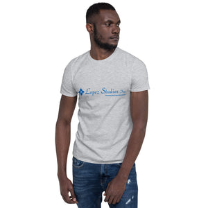 SHORT SLEEVE UNISEX T SHIRT- Lopez Studios, Inc. (Blue Logo)