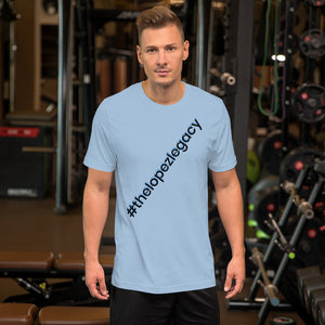 SHORT SLEEVE UNISEX T SHIRT- #thelopezlegacy (Black & Blue Shadow)