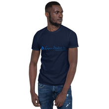 Load image into Gallery viewer, SHORT SLEEVE UNISEX T SHIRT- Lopez Studios, Inc. (Blue Logo)
