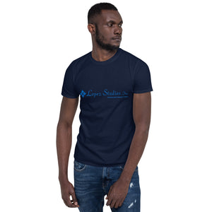 SHORT SLEEVE UNISEX T SHIRT- Lopez Studios, Inc. (Blue Logo)