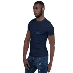 SHORT SLEEVE UNISEX T SHIRT- Lopez Studios, Inc. (Blue Logo)