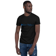 Load image into Gallery viewer, SHORT SLEEVE UNISEX T SHIRT- Lopez Studios, Inc. (Blue Logo)
