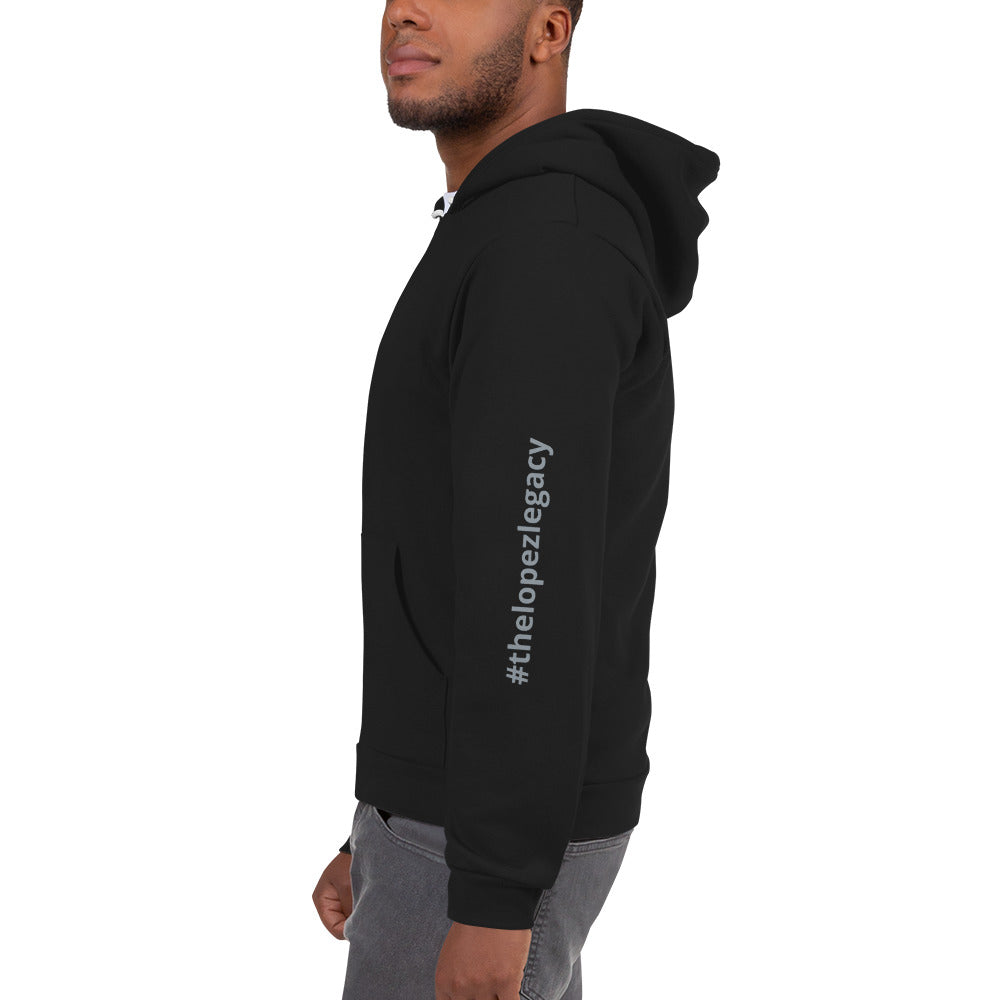 UNISEX ZIP UP HOODIE- #thelopezlegacy (Gray Logo)